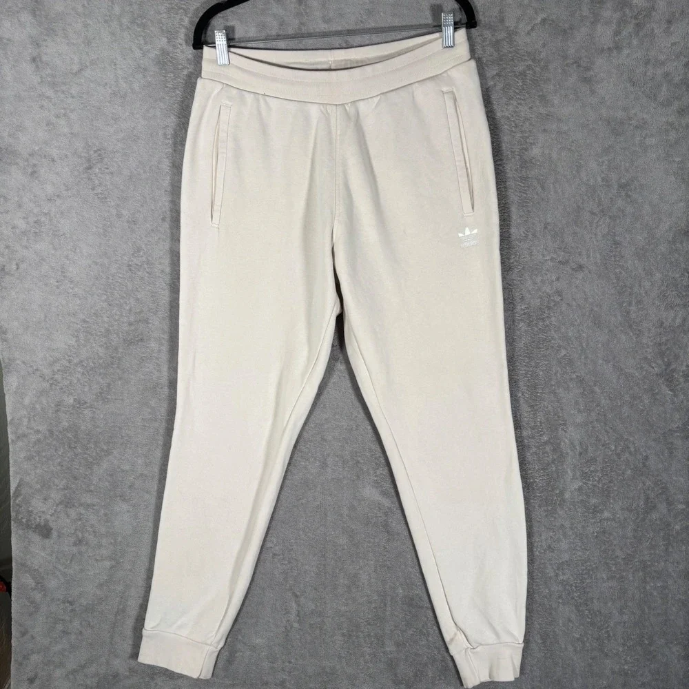 Adidas Originals Mens M Cream Trefoil Logo Fleece Jogger Sweatpants HE9410 32x32